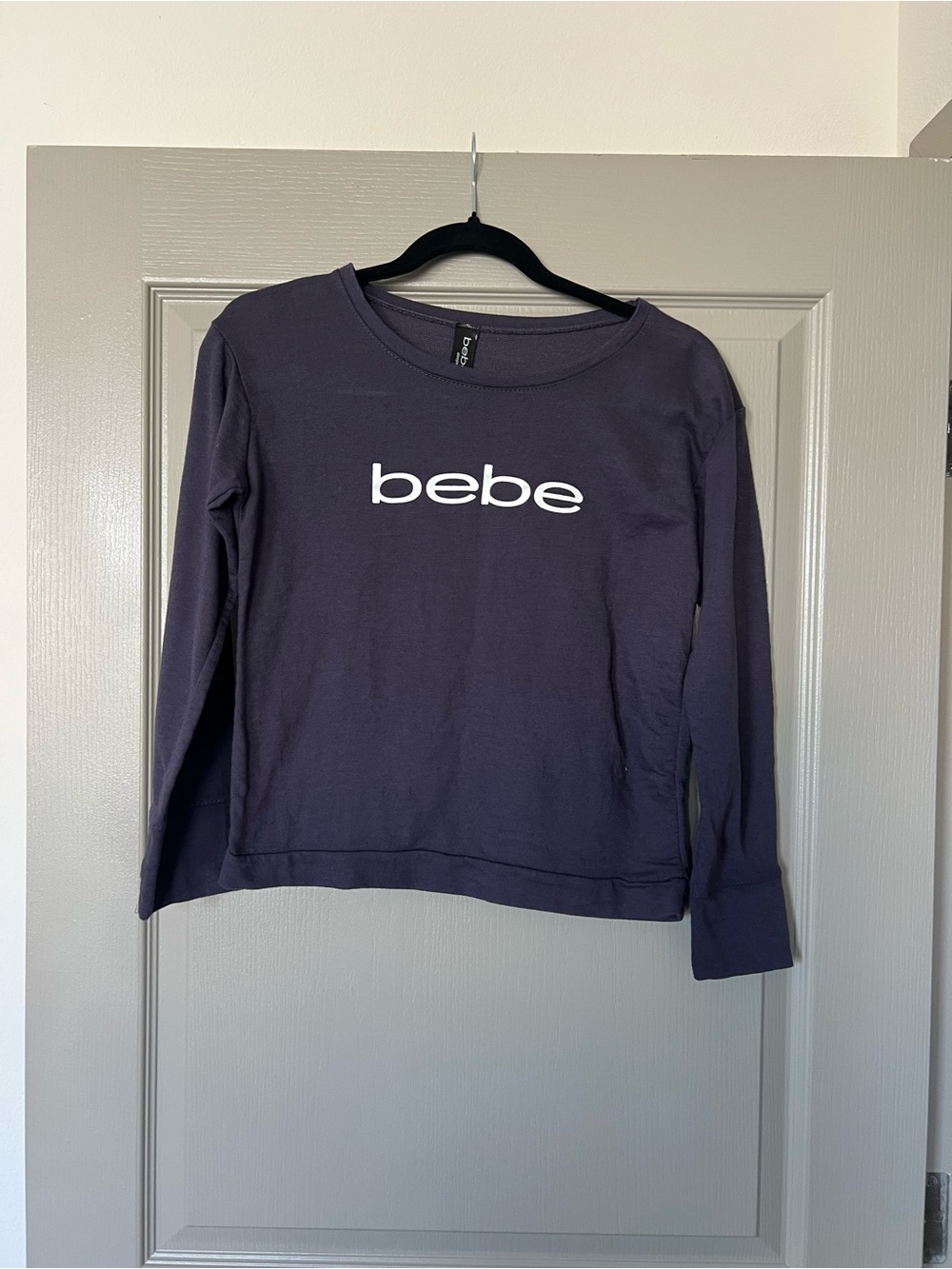 bebe Y2K Navy Blue Long-Sleeve Logo Tee